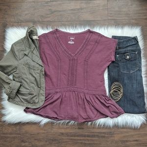 szM plum peplum Sonoma tee shirt